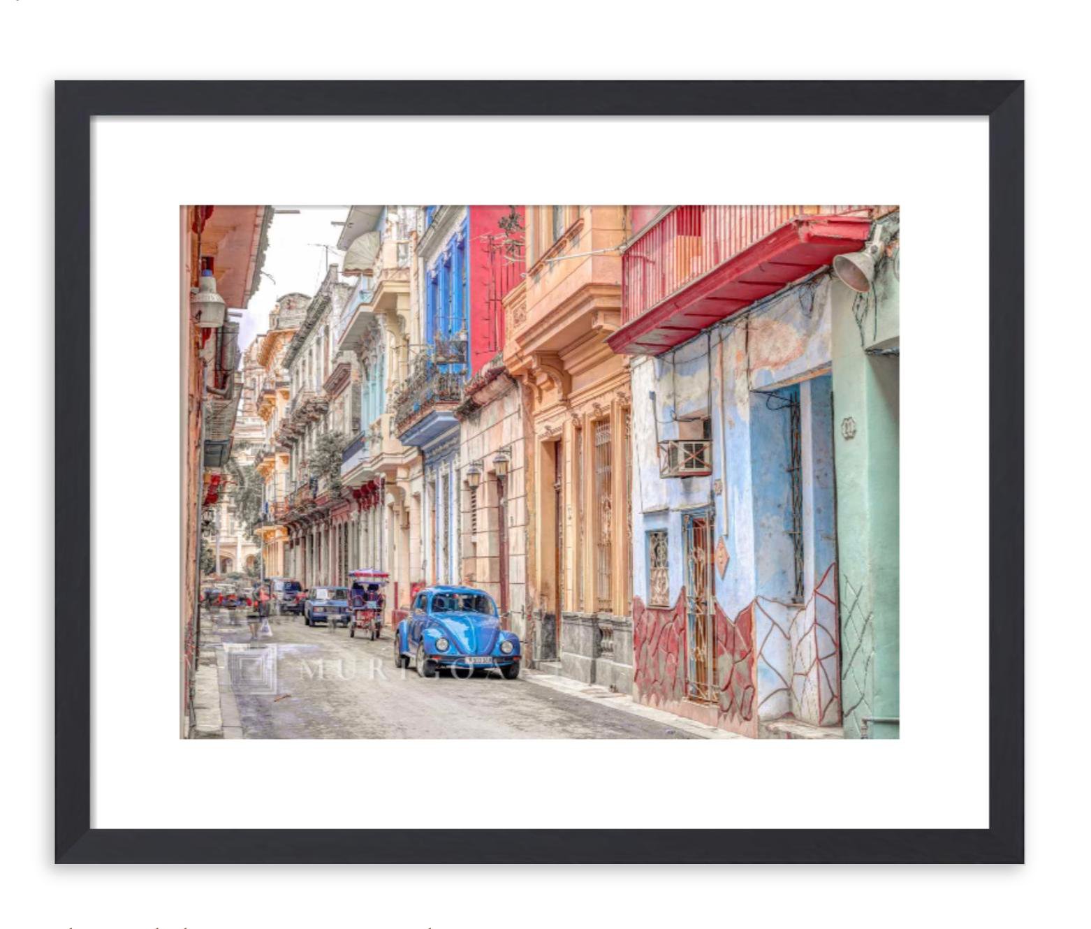 Lukisan / Framed Art Prints / Gambar Jalanan Kota - Vintage car on street of Havana